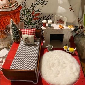 Festive Holiday Miniature Set with Red and White Accents